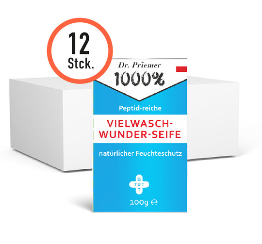 Vielwasch-Wunder-Seife mit reichlich Peptiden von Dr. Priemer® 12 x 100g