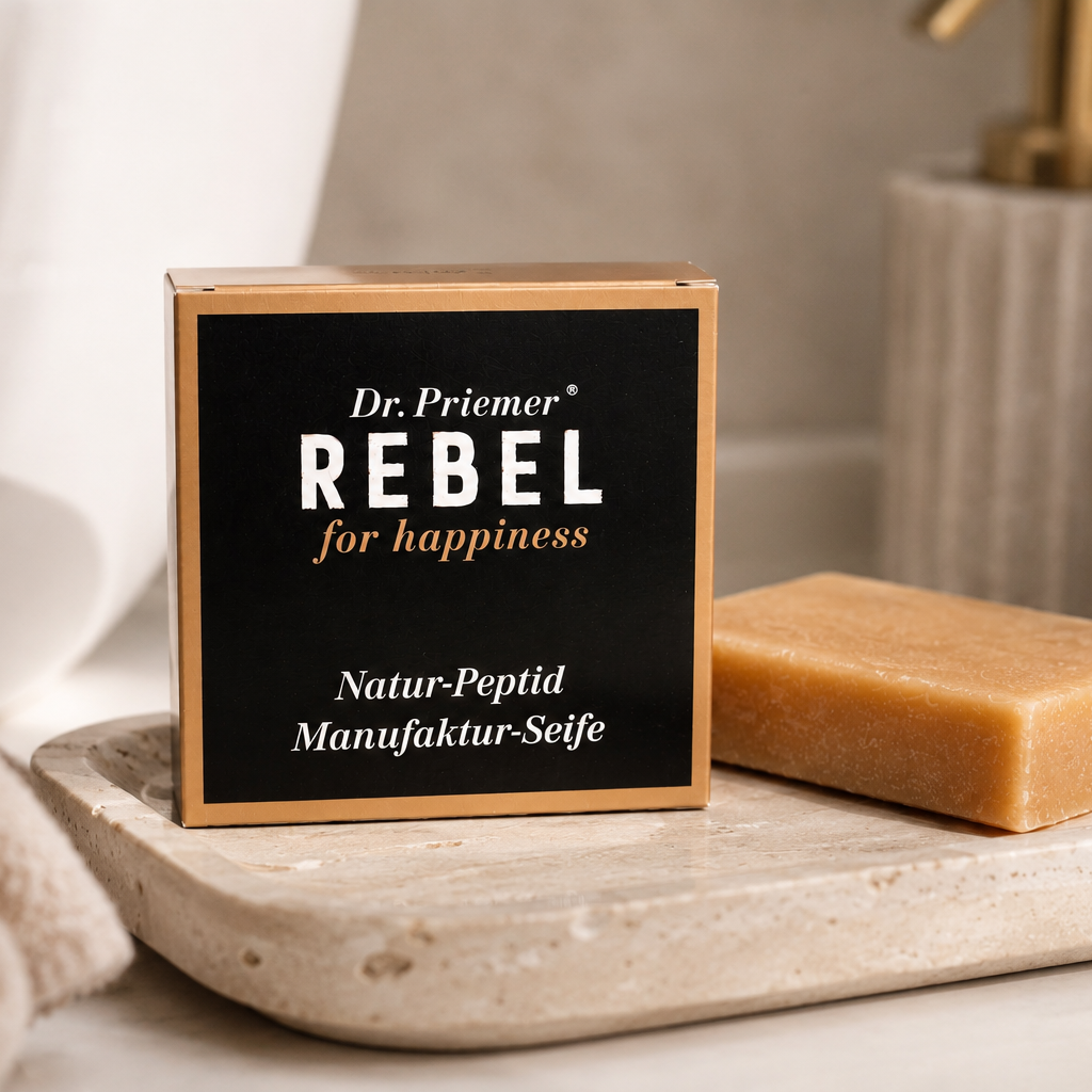 Manufaktur Hautmilch-Seife mit reichlich Peptiden von Dr. Priemer® 120g